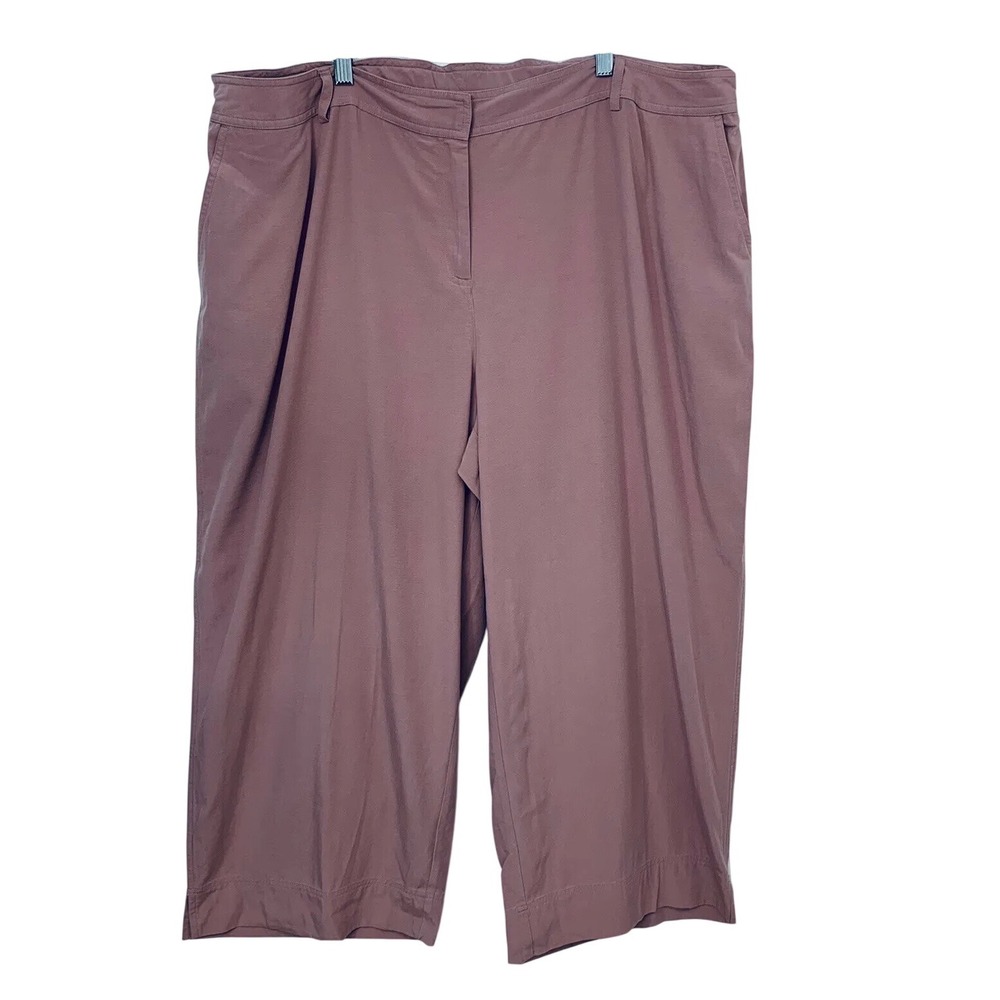 J Jill Dusty Pink Wide Leg Crop Pants 26W Pockets Tencel Bamboo Cotton Light New